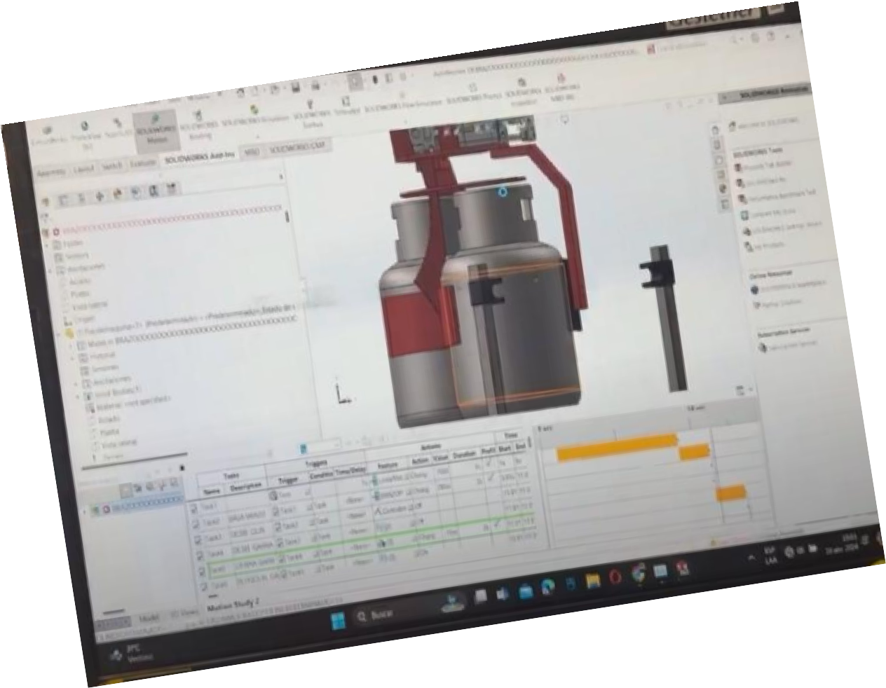 Diseño mecánico tridimensional desarrollado en software CAD